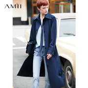 Amii极简时髦气质风衣女2023秋宽松配腰带长款休闲百搭外套