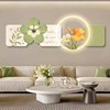 客厅装饰画奶油风2023高级感沙发，背景墙挂画创意时钟壁灯壁画