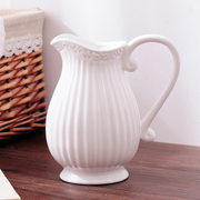 嗨乐陶瓷花瓶带把奶壶花器小清新简约现代欧式客厅摆件干花插花包