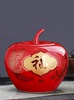 景德镇陶瓷罐子中国红牡丹，结婚客厅装饰品储物罐瓷，红苹果摆件