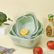 洗菜篮双层pet透明沥水篮，家用厨房菜篮子果盘，多功能洗水果滤水盆