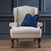 圣奇尼经典美式老虎椅，高背翼状进口布艺单人沙发客厅伊森艾伦同款