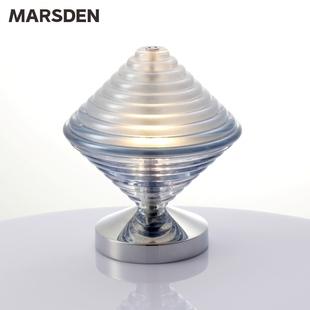 马斯登现代简约便捷式水晶台灯，充电款小台灯三段调光卧室床头台灯