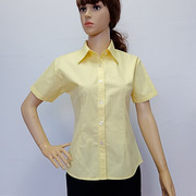 白色男装短袖衬衫免烫深灰黄色，修身女衬衣，上班夏季员工服工衣定制