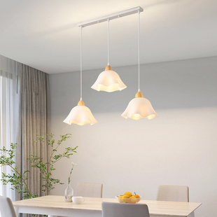 北欧简约创意灯具，日式极简原木三头餐桌，饭厅吧台餐厅吊灯现代灯饰