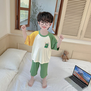 男童夏季薄款莫代尔睡衣套装男宝宝卡通短袖空调服儿童家居服