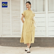 GU极优女装衬衫短袖连衣裙日系易打理含内衬长裙气质24新 B350143