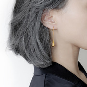 简约S925纯银耳坠水滴款耳环女气质高级感小众设计金色耳饰品耳钉