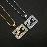 欧美朋克嘻哈hiphop饰品钛钢，镀金镶钻nba，詹姆斯乔丹23号吊坠项链