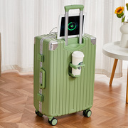 杯架行李箱abs+pc静音万向轮，可充电20寸登机箱24寸密码旅行箱
