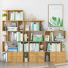 楠竹创意书架落地简约现代艺术风格型实木双层抽屉，置物收纳小书柜