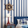 无纺布环保壁纸地中海条纹，墙纸客厅卧室，满铺简约竖条纹植绒壁纸