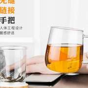 尚明玻璃茶杯过滤办公室带把泡茶杯子带盖子花茶杯家用透明绿