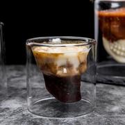 创意骷髅头杯 网红咖啡厅双层骷髅头咖啡杯鸡尾酒杯威士忌烈酒杯