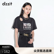 dzzit地素 奥莱夏款迪士尼印花肩部挖空短袖T恤女3D2B3091A