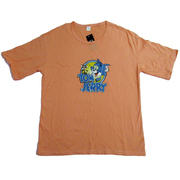 T恤女夏季韩版潮流大码宽松纯棉短袖卡通猫与老鼠圆领橙色T恤