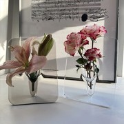 北欧ins创意艺术亚克力，相框花瓶水培插花器办公室，装饰摆件玻璃架