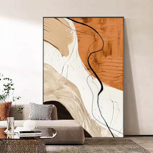 现代简约客厅装饰画抽象挂画肌理感大幅玄关沙发背景墙落地画壁画