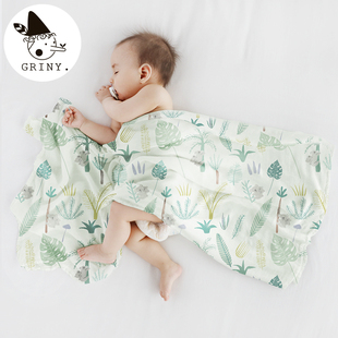 griny婴儿纱布被子夏季薄款新生儿用品，襁褓包巾初生，抱被宝宝盖毯