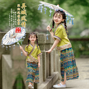 三月三女童夏装民族服装连衣裙，夏季广西壮族傣族旗袍，儿童表演出服