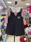 韩国中小童装 春季女童宝宝粉色双翻领长袖T恤 背带裤套装