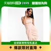 香港直邮潮奢asos女士设计抹胸，柔软束腰长款连衣裙，(肉粉色)