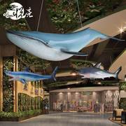 海洋鲨鱼玻璃钢装饰模型仿真蓝鲸雕塑座头鲸摆件海鲜自助餐厅软装