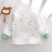 新生婴儿保暖内衣上衣单件秋冬3个月男女宝宝薄铺棉外套开衫1岁半
