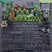 中国积木丛林哨所特种兵，基地军事人仔城市，特警益智拼装玩具男