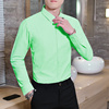 男士薄荷绿衬衫衣青年韩版抗皱草绿，长袖衬衫修身时尚潮百搭男衬衣