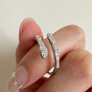 韩版s925纯银蛇形戒指，女小众设计感轻奢指环，可调节尾戒时尚个性潮
