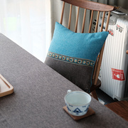 地中海泰式棉麻布艺餐桌布素色茶几台布长方形餐厅电视柜台布