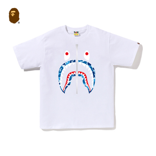 bape男装春夏迷彩鲨鱼拉链，印花图案短袖t恤110007k