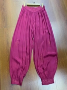 夏萨珑!印度尼泊尔女式宽松民族风亮面丝滑绣花瑜伽灯笼休闲裤