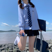 神仙club原创樱花刺绣 白蓝色日系学院风制服长袖短袖jk衬衫