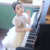 女童香槟色礼服公主裙生日，女孩花童儿童，主持人钢琴演出服演奏夏季
