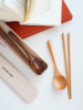 光盐生活馆原创设计日系简约实木便携餐具，筷子勺子套装增送布袋