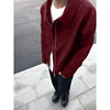 酒红色cleanfit短款外套男潮高级感美式复古设计感褶皱哈林顿夹克