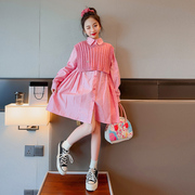 女童连衣裙秋装2023儿童韩版洋气衬衫裙小女孩长袖两件套裙子