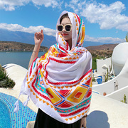 旅游拍照好看民族风新疆青海云南披肩外搭围巾棉麻丝巾海边防晒
