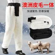 冬季羊皮裤中老年男女羊，毛裤皮毛一体冬季加厚羊绒，棉裤高腰防寒裤