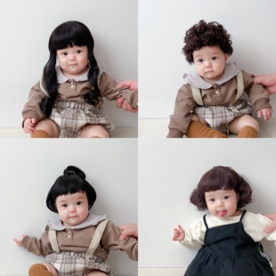 宝宝假发儿童短发波波，头拍照造型婴幼儿头饰女孩，小辫子婴儿小发套