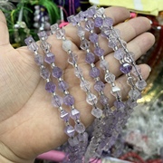纯天然切八角老矿紫水晶异性珠，7*8mm散珠一条配珠隔珠项链手链