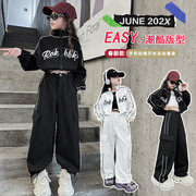 2024休闲女童中大童爵士街舞休闲运动套装个性女童套装