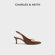 CHARLES&KEITH春夏女鞋CK1-60361445女士金属链尖头高跟凉鞋女鞋