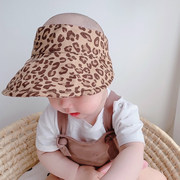 豹纹儿童空顶帽大帽檐防晒防紫外线婴儿太阳帽男女宝宝遮阳帽夏季