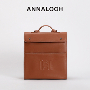 ANNALOCH再生系列简约双肩包男女商务通勤时尚真皮大容量手提包