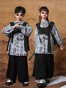 儿童中国风演出服新中式国学套装班服男女童hiphop街舞表演服元旦