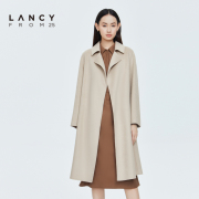 LANCY/朗姿冬季羊毛大衣中长款收腰毛呢外套女士简约气质高端