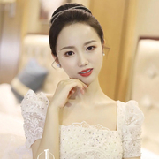 新娘银色水钻发箍发带韩式简约百搭发饰婚礼，摄影写真礼服造型配饰